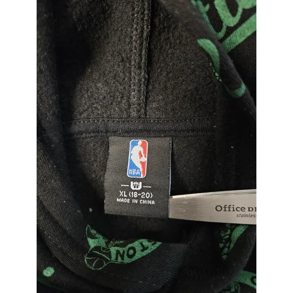 Boston Celtics Youth XL 18–20‎ Hoodie Black Green All Over Print NBA
